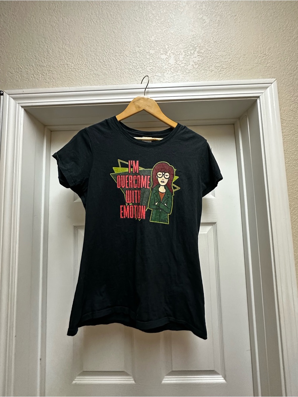 Black Graphic Tee with Retro Daria Cartoon
